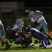 Skyline Sophomore quarterback Askaree Crawford is tackled for a safety by Pioneer defense on Friday. Pioneer leads at half 37-0. Daniel Brenner I AnnArbor.com